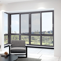 Ventanas correderas de rotura térmica de aluminio para balcón, pantalla de apertura Horizontal de vidrio deslizante, estilo plegable para hoteles, villas