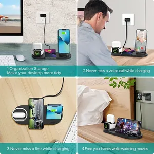 Station de charge sans fil 6 en 1 pour <span class=keywords><strong>iPhone</strong></span> 15 16, <span class=keywords><strong>Apple</strong></span> Watch, Airpods, chargeurs de téléphone, station de charge <span class=keywords><strong>rapide</strong></span> - Product Image 6
