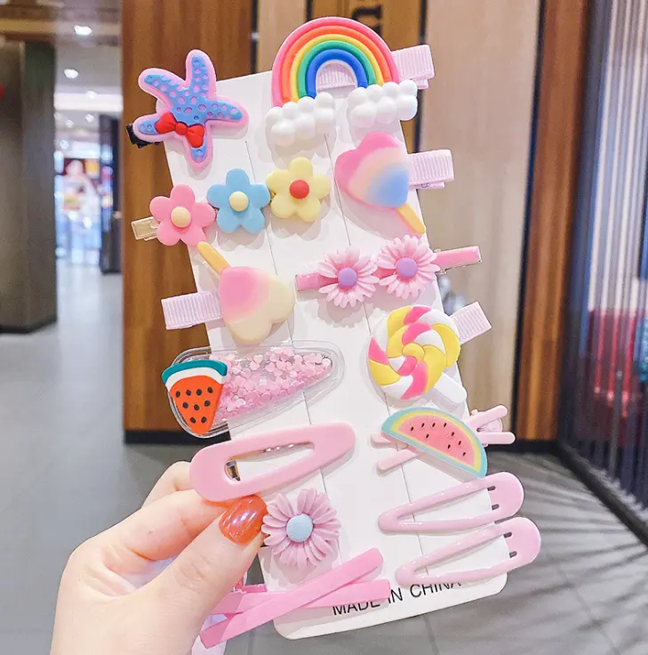 Hair Clips for Girls Colorful Candy Kids Hairpins Baby Clip Rainbow decoration