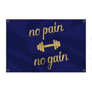 Drapeaux de gym personnalisés en polyester pour l'extérieur, sans douleur il n'y a pas de gain, toutes tailles - Product Image 1