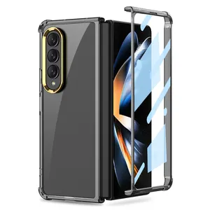 Luxury Shockproof Bumper Clear Electroplated PC Hard Phone Case For Samsung Galaxy Z Fold 4 Mobile Case Cover