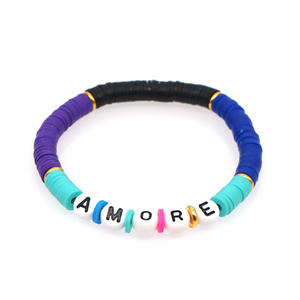 Pulseras de Cuentas con Letras de Palabras Inspiradoras Personalizadas, Joyería de Verano, Pulsera de Arcilla Polimérica Suave con Iniciales para Mujeres y Niñas - Product Image 2