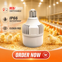 Bohlam LED Unggas Sistem Pencahayaan Unggas Tahan Lama Berperingkat IP66 Spektrum Penuh Dapat Diredupkan Bebas Kedip Lampu Kandang Ayam 5 Tahun