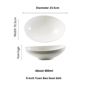 Plato de Servir Ovalado Minimalista de Cerámica, Diseño con Esmalte Blanco Mate <span class=keywords><strong>para</strong></span> Ensaladas, Platos Principales y Presentación en <span class=keywords><strong>Restaurantes</strong></span> - Product Image 6