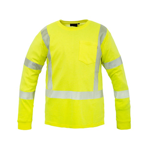 T-shirt de travail à manches longues à haute visibilité, intégré à un système de refroidissement, réfléchissant, imperméable, matériau à changement de phase, protection contre le stress thermique - Product Image 1