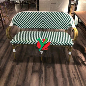 Vintage Bistro <span class=keywords><strong>Wicker</strong></span> Nhôm Nhà Hàng Băng Ghế Dự Bị Ghế - Product Image 6