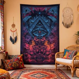 Tapisserie murale rectangle <span class=keywords><strong>psychédélique</strong></span> moderne personnalisée Impression lumière noire <span class=keywords><strong>UV</strong></span> Polyester tricoté Technique Aubusson pour <span class=keywords><strong>tenture</strong></span> murale - Product Image 4