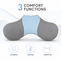 Coussin de massage vibrant chauffant portable bleu avec deux airbags, câble USB, minuterie 15 minutes pour le dos, la taille, la maison et le bureau