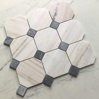 Mosaïque murale de luxe en marbre Calacatta Viola octogonal italien, finition polie, design moderne