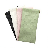 Étui de rangement portable à fermeture automatique à ressort pour lunettes de soleil carrées tendance en PU à carreaux XJK KKD152