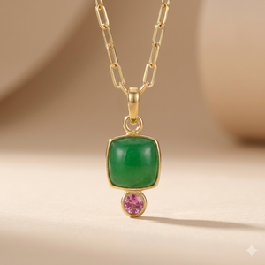 Livraison rapide, nouveau collier avec pendentif en argent sterling 925 plaqué or, aventurine, tourmaline, pour femmes - Cadeau de mariage, design tendance - Product Image 2