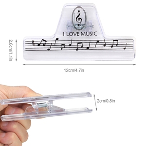 Clips transparentes de PC al por mayor para partituras, con diseño de clave de sol y piano, sujetadores de páginas de música para el aprendizaje del piano - Product Image 4