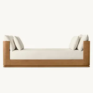 Chaise longue élégante fabriquée à la main mobilier d'intérieur pour chambre à coucher lit de repos en bois intérieur moderne