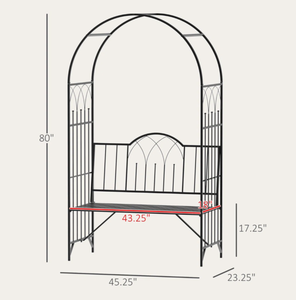 Pergola de jardin <span class=keywords><strong>en</strong></span> <span class=keywords><strong>fer</strong></span> <span class=keywords><strong>forgé</strong></span> noir classique style Monet avec banc, idéale pour les fêtes et mariages - Nouveauté promotionnelle - Product Image 2