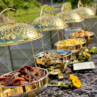 Peralatan Dapur Kapasitas Besar 8.0L Stainless Steel 201 Ramah Lingkungan Chafing Dish Gantungan Tutup Penghangat Makanan Set Prasmanan Restoran