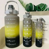 Set de Botellas de Agua Deportivas de Plástico Degradado de Tres Piezas, Estilo Americano, Unisex, Ecológicas y Económicas para Actividades al Aire Libre, Portátiles y Grandes
