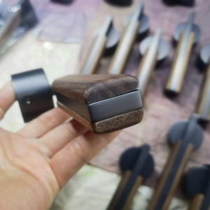 Luxury Leather Door Handle Door Lever Stainless Steel <strong>Wood</strong> <strong>Inlaid</strong> Handle - Product Image 5