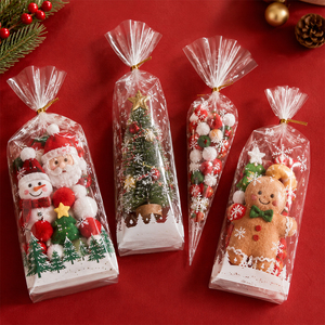 Custom Printed Clear OPP Christmas Candy Bags <strong>Transparent</strong> Gift Treat Packaging Bags with Twist Ties - Product Image 5