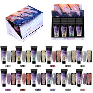 12pcs Acrylic Gel UV <b>Nail</b> Extension <b>Kit</b> Dark Glitter Effect <b>Nail</b> Art Set for Professional Manicure - Product Image 1