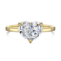 Desain sederhana wanita 925 perak murni emas 3 pengaturan cabang 8*10mm bentuk hati 8a zirkonia berlian cincin pertunangan pernikahan