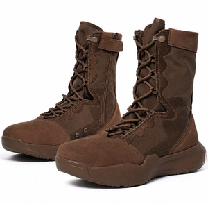 Botas de combate TSB23 BAT Coffee Brown Classic, superligeras, de cuero vacuno tipo gamuza, transpirables, para verano, con cremallera lateral, de movimiento rápido. - Product Image 1