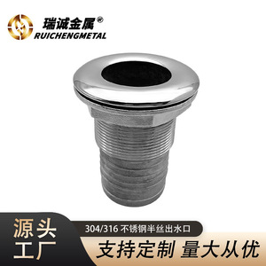 316 Stainless Steel Deck Drain Outlet Round Side Mounted Waterproof Marine Hardware <b>Yacht</b> Accessories RV Exterior Accessory - Product Image 4