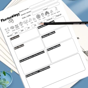 Hoja de estudio escolar de enfermería, Bloc de notas de Farmacología de enfermedades, blocs de notas de agradecimiento para enfermeras, regalos de enfermería y suministros de oficina - Product Image 1