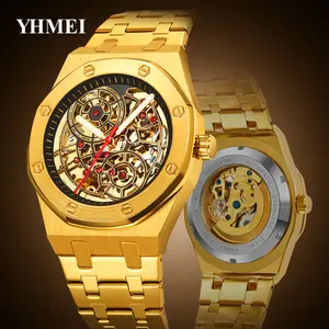 YHMEI Luxus Edelstahl Wasserdicht Hochwertige Automatik uhr für Herren Mechanische Uhren Runde Armbanduhr aus Zink legierung