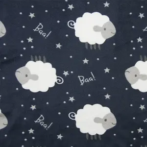 Sheep Pattern Printed Super Warm 95% Poly 5% Spandex Home Textile Velvet Fabric for Pajamas