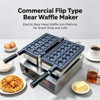 Machine à gaufres électrique à tête d'ours, appareil de cuisson de comptoir pour la production de snacks dans les salons de thé et les kiosques à desserts