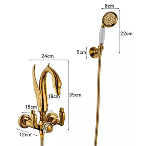Douche murale rétro européenne en forme de cygne doré avec douchette téléphonique HD-TF020 Swan - Product Image 3