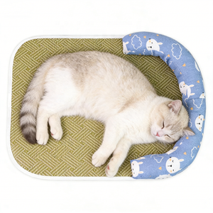 <span class=keywords><strong>2026</strong></span> Neues Haustier-Kühlmatte mit Nackenkissen, Rattan-Geflecht, waschbar, rutschfest, universell für mittelgroße Hunde und Katzen, Schlafmatte, heißer Verkauf - Product Image 2