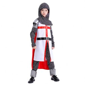 Kid Knight Cloak Boy Crusader Robe Medieval Knight Templar Costume Cosplay Renaissance Knight Outfit - Product Image 6