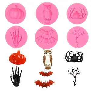 Halloween Pumpkin Bat Spider Shape Silicone Mold para Candy Chocolate Making Bolo Decoração Baking Moldes