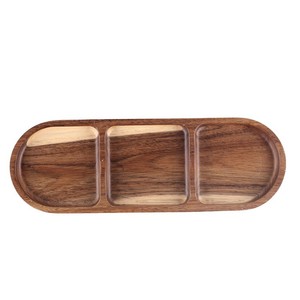 จานไม้กระถินณรงค์รูปวงรีสามช่องสำหรับงานเลี้ยงน้ำชาในโรงแรม - Product Image 5
