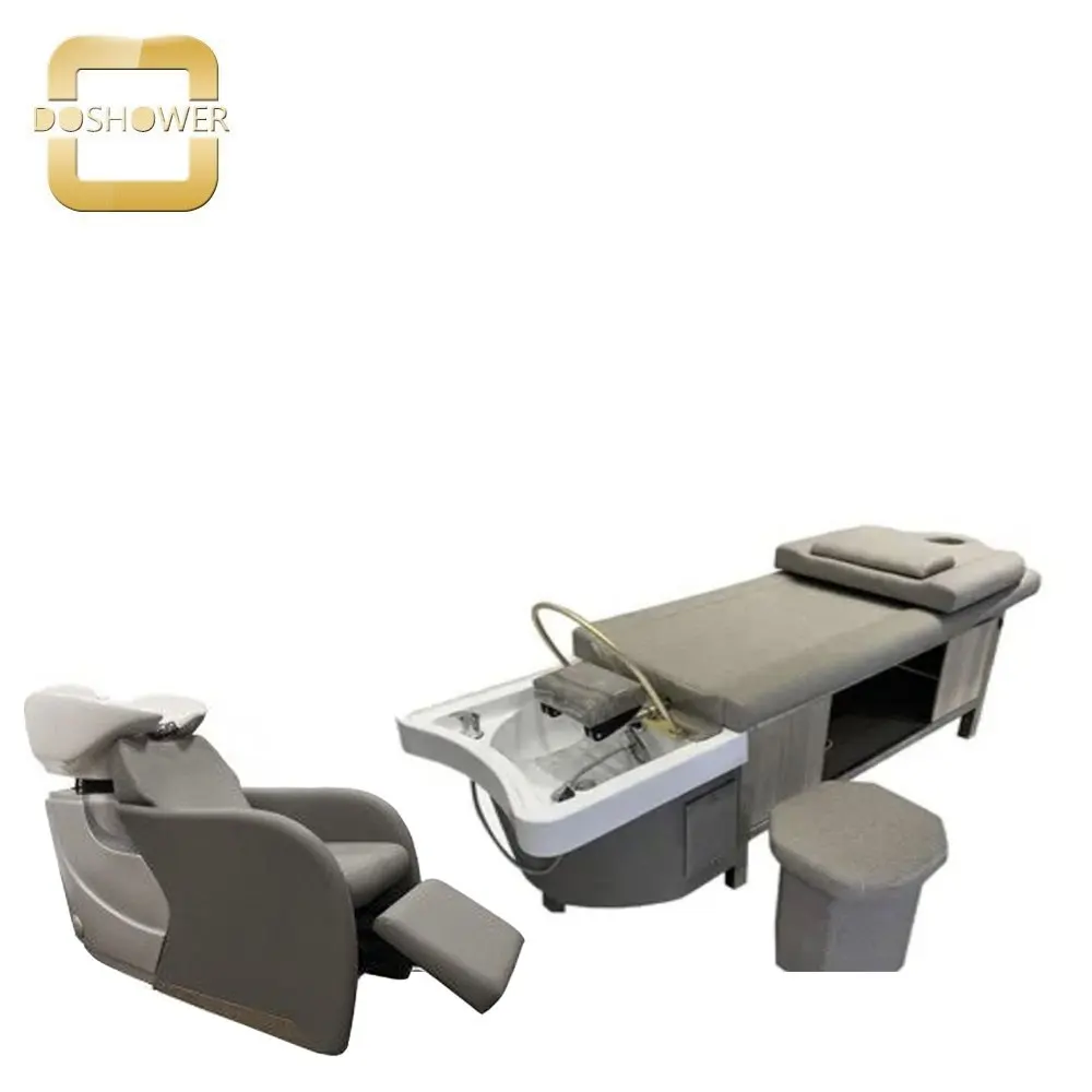 shampoo backwash unit with leg rest for water circulation shampoo table bed of massage shampoo rotating chair