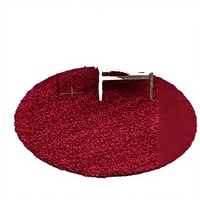 Tapis shag moderne rond de 6 pieds, rouge cerise, en polypropylène thermofixé, tissé à la machine, doux au toucher comme de la laine, tapis moelleux pour salon