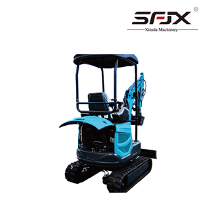 Miniexcavadora SFJX de 1500 kg, azul, hidráulica, montada sobre orugas, con cabina y cucharón con capacidad de 0.025 m³ - Product Image 4