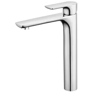 Contemporary Deck Mounted Bathroom Tap Hot Cold Water Single Handle Chrome Finish Brass High Wash Basin Mixer Faucet