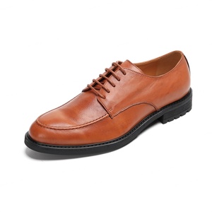 New Men's Leather <b>Shoes</b> - Derby Handmade for Business and Casual Wear Suitable for Weddings Round Toe Style Groom's <b>Shoes</b> - Product Image 2