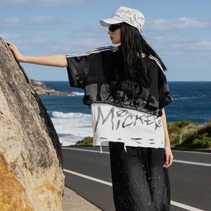 8061/FANMAJIALIE T-shirt da <span class=keywords><strong>donna</strong></span> in cotone stampato ricamato Mickey <span class=keywords><strong>Minnie</strong></span> a maniche corte vestibilità ampia traspirante Street Fashion - Product Image 1