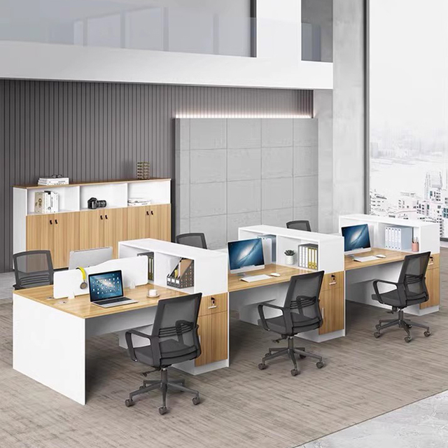 New Design Office Furniture Staff Workstation 4 Seat Office Desk With Cabinet Computer Workstation Office Partitions Table