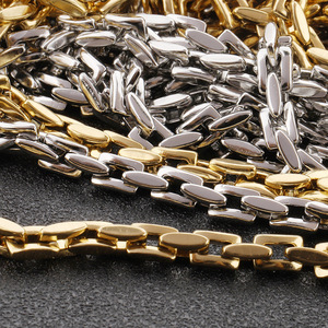 Cadena de Bambú de Acero Inoxidable, Forma Rectangular, Chapada en Oro y Plata, para Fabricación de Collares, Accesorios de Joyería DIY H1584 - Product Image 1