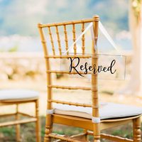 Enseignes réservées en acrylique pour chaises de mariage-Étiquettes suspendues avec ruban pour événements importants, bancs d'église et restaurants