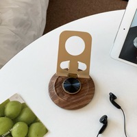 Support de téléphone en métal à grain de bois rétro avancé, rotatif à 360 degrés pour tablette, diffusion TV, vidéo décontractée, support de diffusion en direct sur bureau