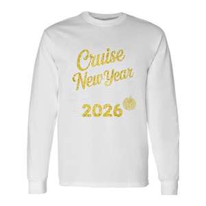 T-shirt a maniche lunghe Cruise New Year 2026, girocollo unisex in cotone, abbigliamento per feste in famiglia - Product Image 1