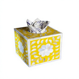 PearlGlow Designer Tissue <b>Box</b> Premium <b>Mother</b> of Pearl Inlay Holder with Unique Custom Pattern for Home & Hotel Decor - Product Image 1