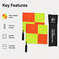 Drapeaux de juge de football haute visibilité pour arbitre de touche, portables, durables, imperméables, rotation à 360 degrés, pliables