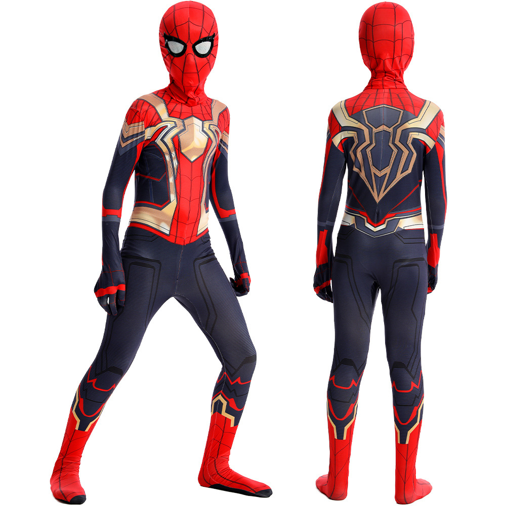 Spider Man Spiderman เครื่องแต่งกายแฟนซีชุดผู้ใหญ่และเด็กฮาโลวีนคอสเพลย์เครื่องแต่งกายสีแดงสีดําสแปนเด็กซ์ 3D คอสเพลย์เสื้อผ้า