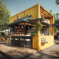 Kiosque de restauration rapide modulaire rétro, café de rue extérieur, maison conteneur respirante à double étage de 20 pieds et 40 pieds, épaissie